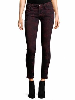 NWT Etienne Marcel Red Star Print Skinny Jeans Size 26 / inseam 28”